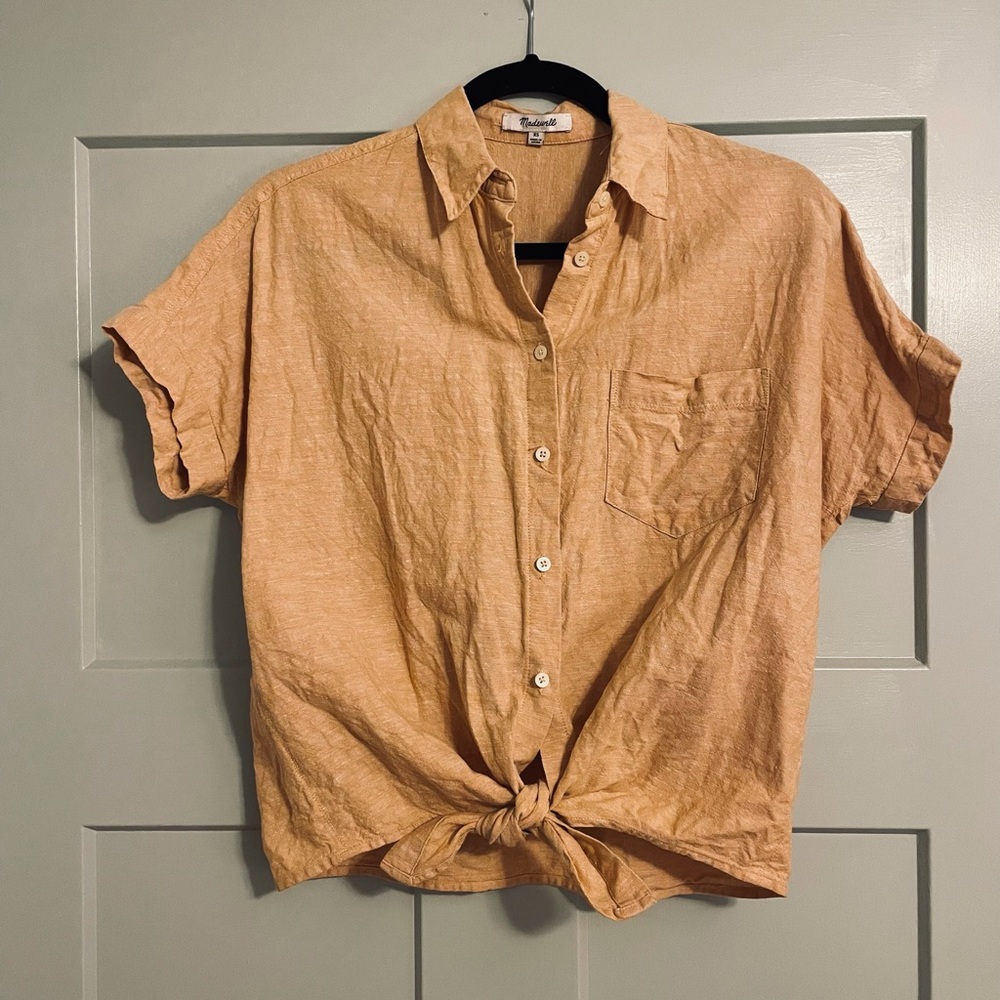 Madewell Short-Sleeve Tie-Front Top